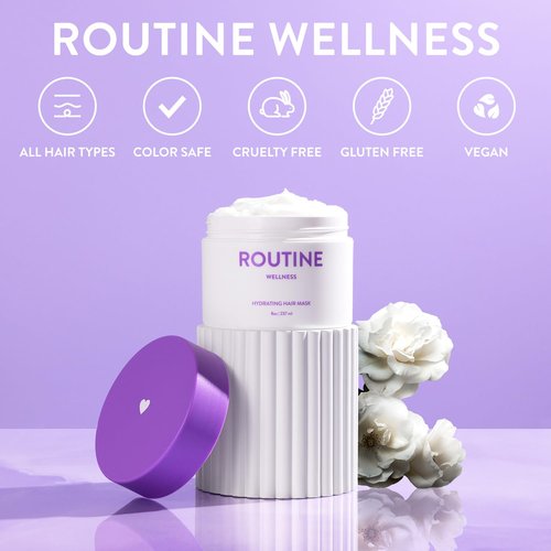 Routine Wellness Deep Conditioning Hair Mask - Hydrating Repair for Dry, Damaged Hair - Coconut & Vanilla 8oz