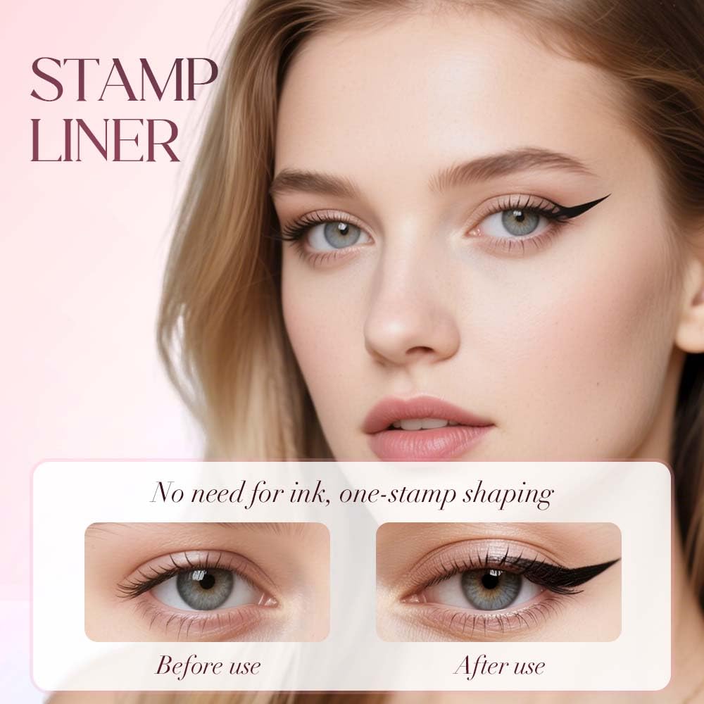 Skiennix Rotating Waterproof Winged Eyeliner Stamp Pen - Quick Dry Smudge-Proof Gel Pencil Set (Black)