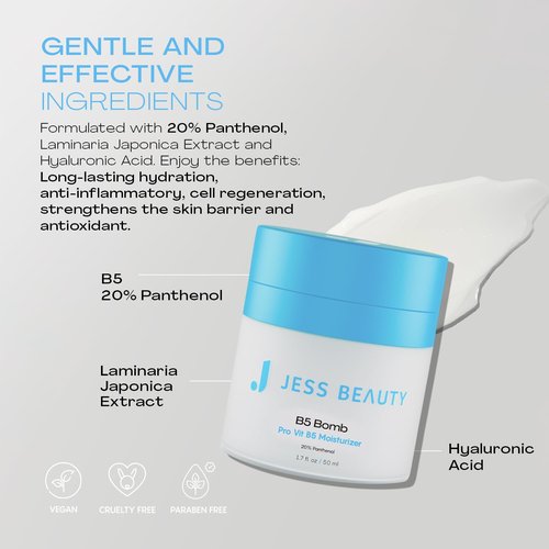 JESS BEAUTY B5 Bomb Pro Vitamin B5 Face Moisturizer - Hydrating Vegan Cream | 50 ml