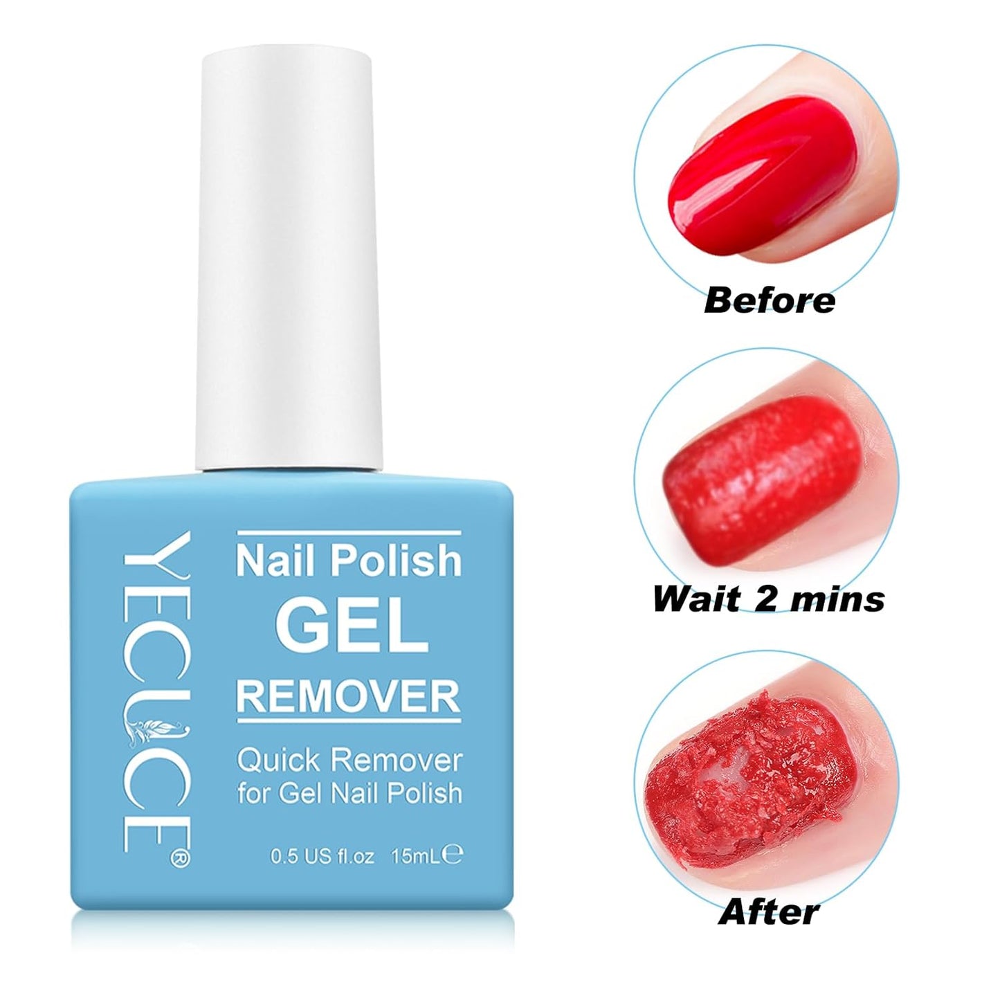 Skiennix Gel Nail Polish Remover - Quick & Easy 2-Minute Formula | 15ml, No Foil Needed