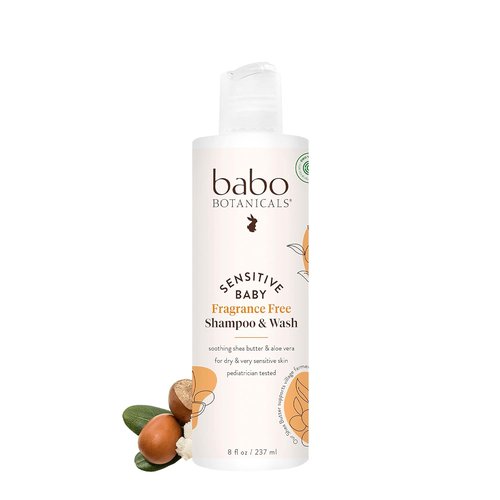 Babo Botanicals 2-in-1 Shampoo & Wash - Fragrance-Free with Shea Butter & Aloe Vera - EWG Verified, Vegan