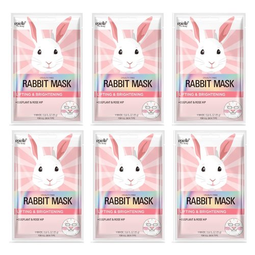 Epielle Rabbit Character Face Masks - Fun Korean Skin Care 6-Pack | Perfect for Spa Parties & Gifts
