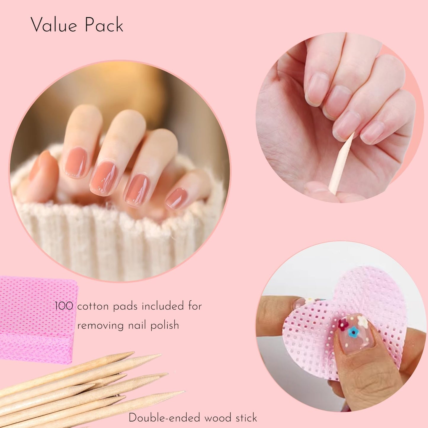Disposable Manicure Kit,Nail Files Set,Wood Nail File/Mini Nail Buffer/Wood Nail Sticks,Individually Packed Mini Pedicure Set for Fingernails Toenails Nail Salon (100 Pack)