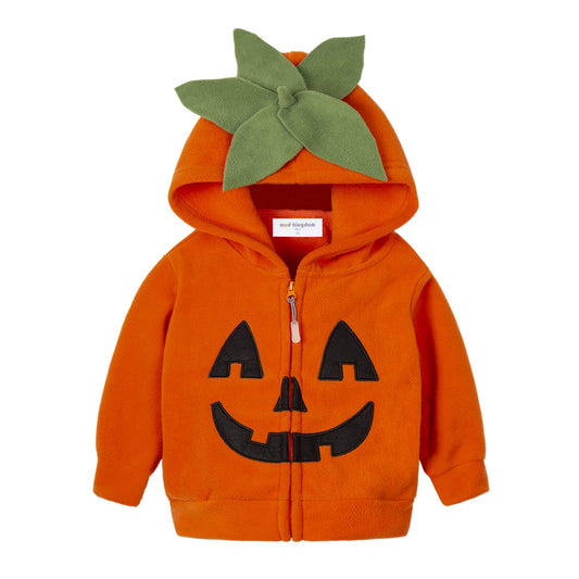 Mud Kingdom Baby Boys Girls Pumpkin Fleece Hoodies Sweatshirts Full Zipper Long Sleeve Happy Halloween Orange 18-24 Months