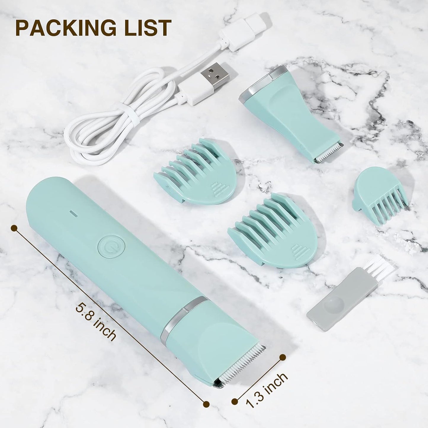 Skiennix Bikini Trimmer for Women - Rechargeable Electric Razor with Ceramic Blades | Waterproof, Green