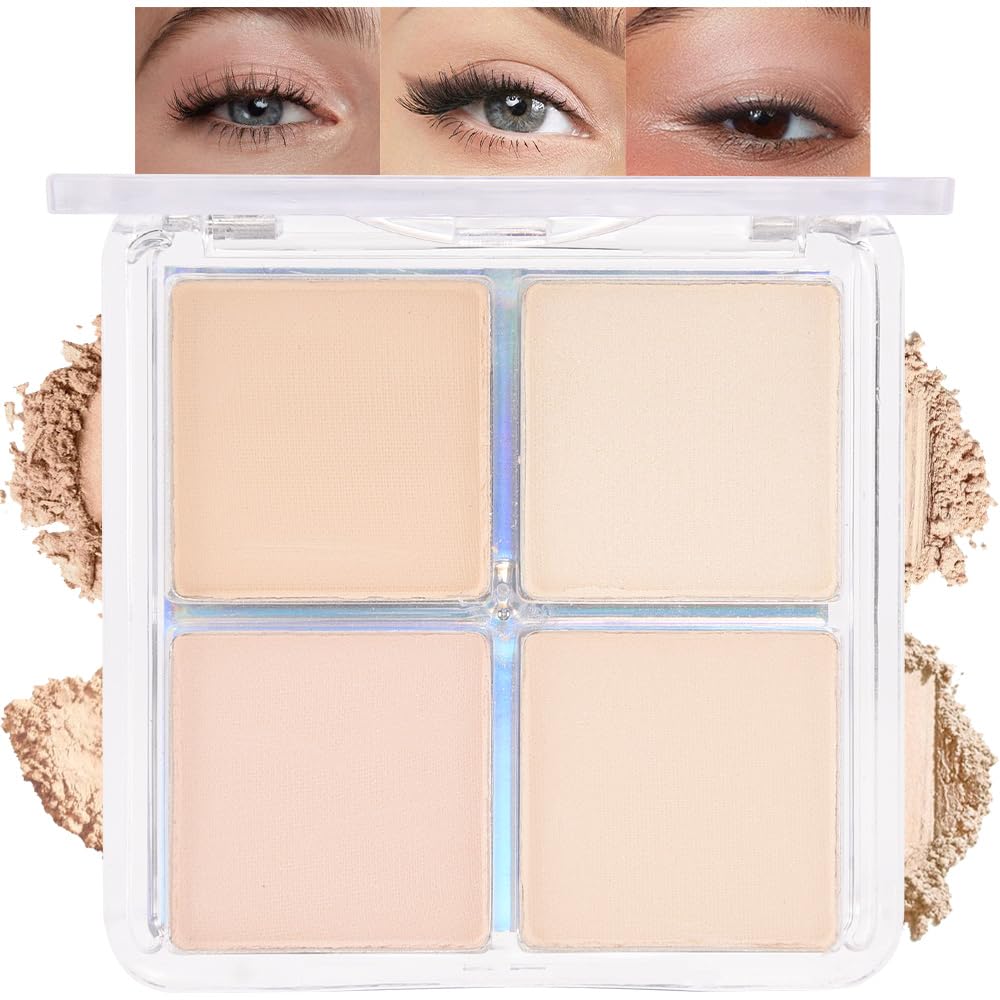 Skiennix Natural Nude Eyeshadow Palette - Highly Pigmented Matte & Shimmer Quad | 4 Colors: Light Beige, Pink, Ivory, White
