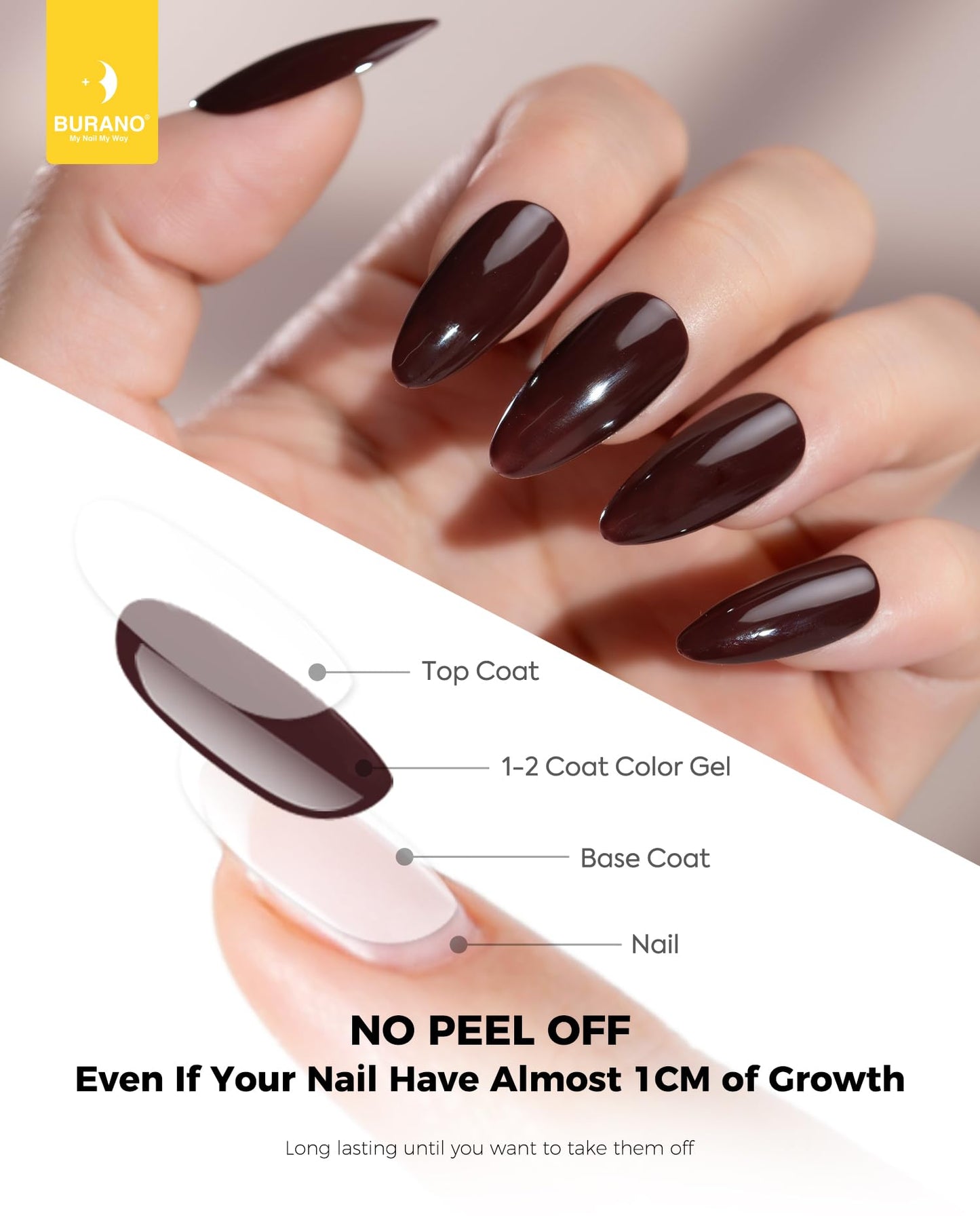 BURANO Gel Nail Polish, Gel Gel Polish 15ml Gel Colors Gel Neon Gel Soak Off UV Led Nail Lamp Gel Polish 1 Bottle 0.5 Oz Nail Art DIY Home Hot Color Nails (Dark Red N3)