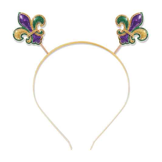 Mardi Gras Headbands Glitter Clown Jester Fleur De Lis Headband Enamel Carnival Charm Letter Hair Hoop Costume Party Hair Accessory