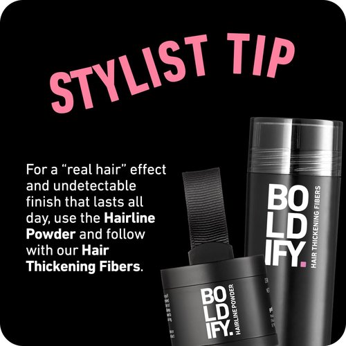 BOLDIFY Hairline Powder (LARGE, 10g) - Water-Resistant Root Touch Up Hair Color for Gray Coverage - 24-Hour Stain-Proof, Mess-Free Hair Powder for Thinning Hair - Dark Gray