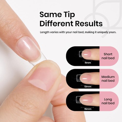Beetles Gel Nail Kit Short Square with Nail Dehydrator and Primer, 576Pcs Half Matte Etch-X Gel Tips Solid Glue Mini Lamp Acrylic Tips Easy DIY Extension Set Gift for Women