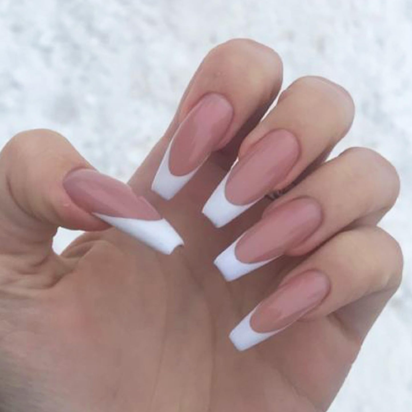 SAVILAND French Tip Press On Nails 160 Pcs: 4X Press On French Tip Nails Pre-Shaped Long Coffin Full Cover French Gel Nail Tips Soft Matte Gel Nail Tips for DIY Nail Extensions Nail Art Gifts