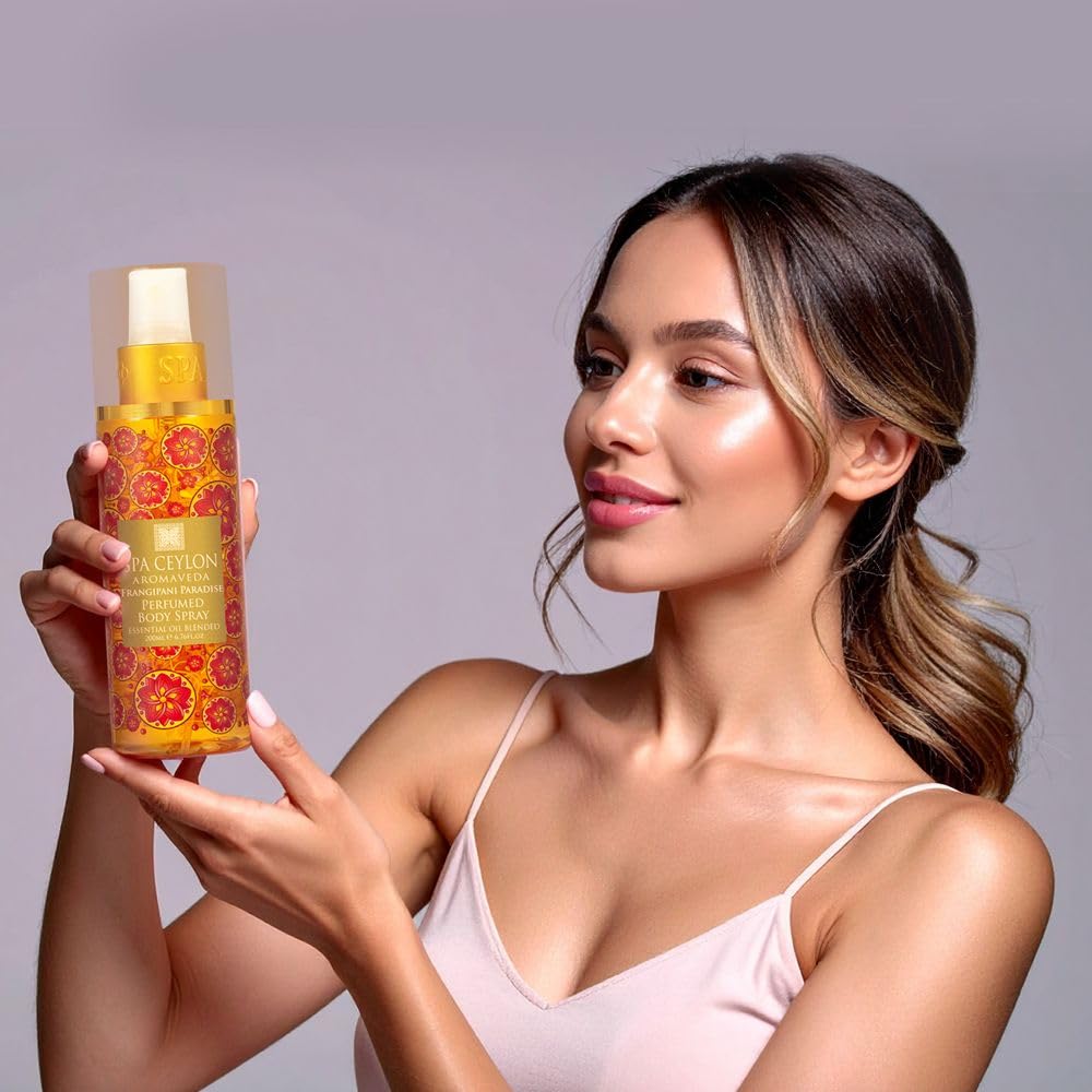 SPA CEYLON Frangipani Paradise Body Spray - Tropical Floral Fragrance Mist with Jasmine | Inviting Women's Perfume