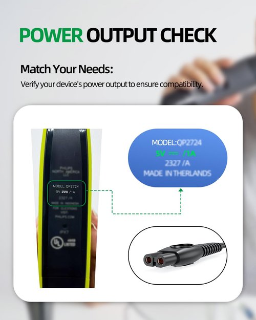 Philips Norelco OneBlade Fast Charger - 5V Power Adapter for QP2724, QP2834, MG7910 & More