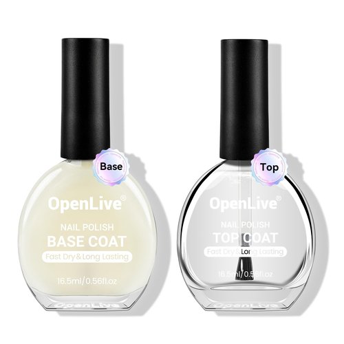 OpenLive Base and Top Coat Nail Polish Quick Dry,16.5ml Large capacity Basic Nail Polish Set Fast Dry Air, High-Glossy Shiny, No U V Light Needed for Women Salon DIY Nail Art