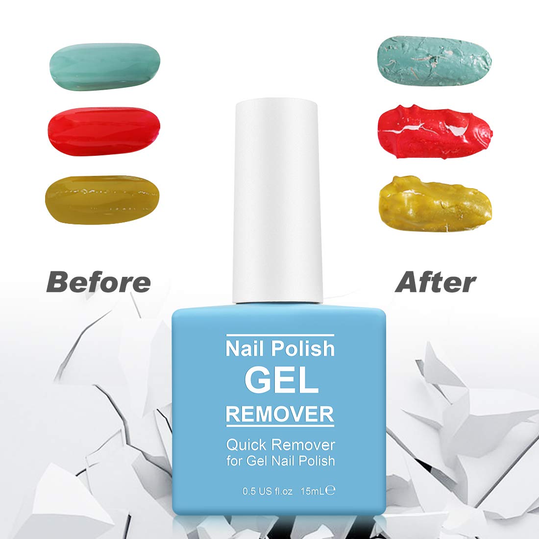Skiennix Gel Nail Polish Remover - Fast Soak-Off in 2-5 Minutes | Safe, No Foil Needed, Includes Cuticle Pusher & Scraper