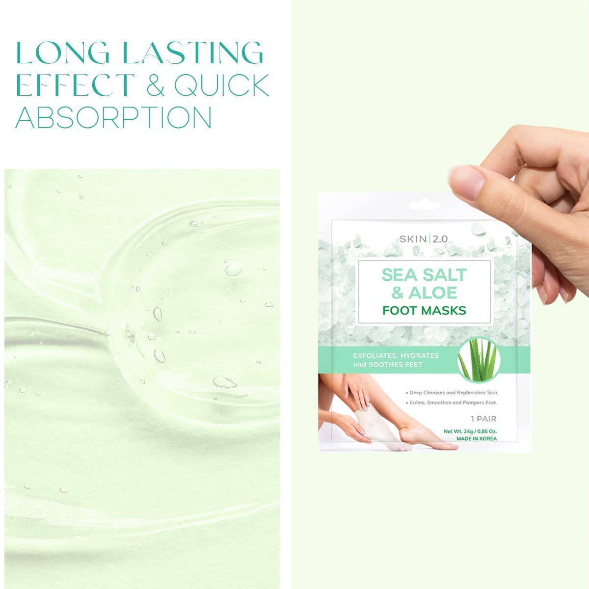Sea Salt & Aloe Foot Masks - Soothing Cracked Heel Treatment | Exfoliating Hydration - 3 Pairs