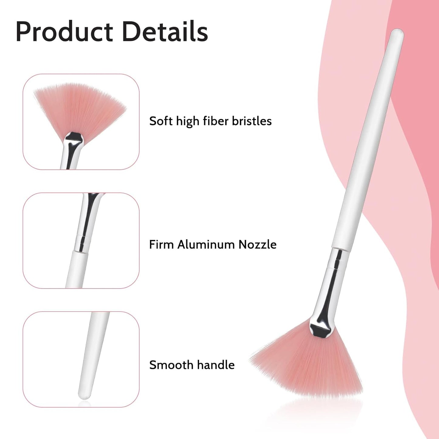 Giantree Fan Brushes Set - 4 Pcs Soft Makeup Applicators for Facial Masks | Pink & White