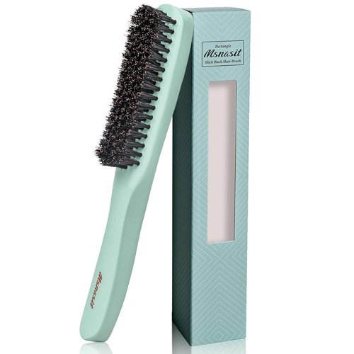 Regine Switzerland Hair Brush - Professional Boar Bristle Edge Control for Smoothing Frizz | Green Wooden Handle