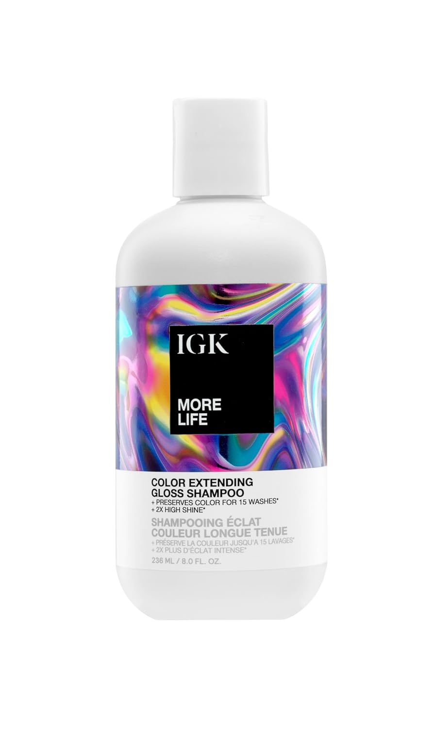 IGK MORE LIFE Color Extending Gloss Shampoo - Color-Safe Cleanse for Vibrant, Glossy Hair | 8 Oz