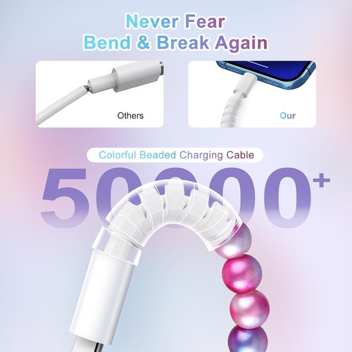 Aolcev USB C Charging Cable - 3.3FT Cute Beaded Design | 66W Fast Charger for iPhone 17/16/15 Pro Max & Galaxy S25