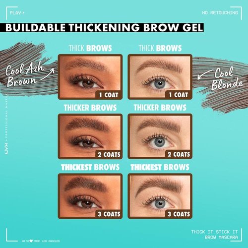 NYX Professional Makeup Thick It Stick It Brow Gel - Thickening Eyebrow Mascara in Cool Ash Brown
