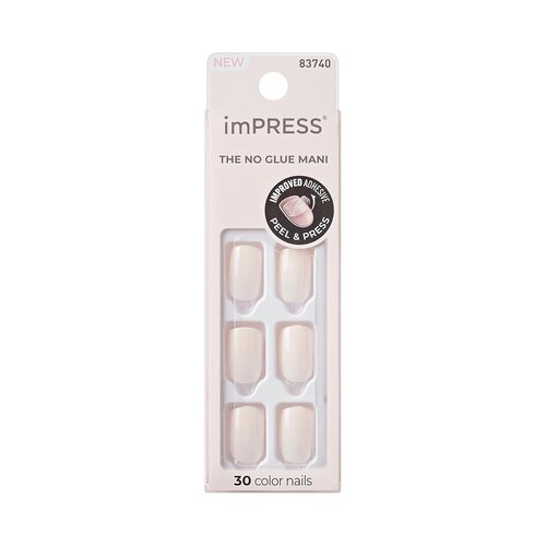 KISS imPRESS Press-On Nails - No Glue, Point Pink Color, Short Squoval Shape, 30 Nails Included