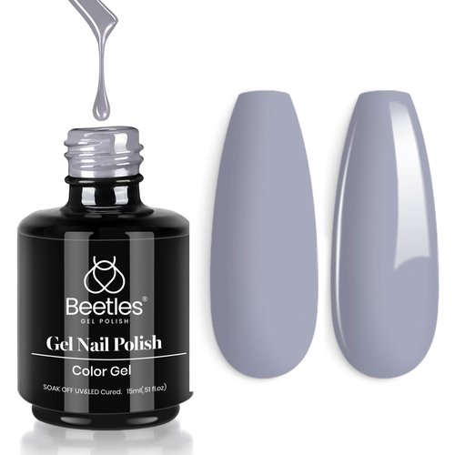 Beetles Grey Gel Nail Polish, 15ml Spring Grey Blue Gel Polish Soak Off UV LED Nail Lamp Nail Art Manicure Salon DIY Home 0.5Oz Nail Polish for Women