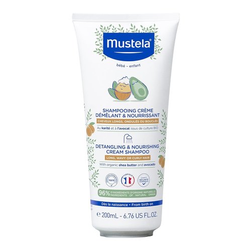 Mustela Detangling Cream Shampoo - Nourishing Shea Butter & Avocado - For Curly & Frizzy Hair - 6.76 Fl. Oz.