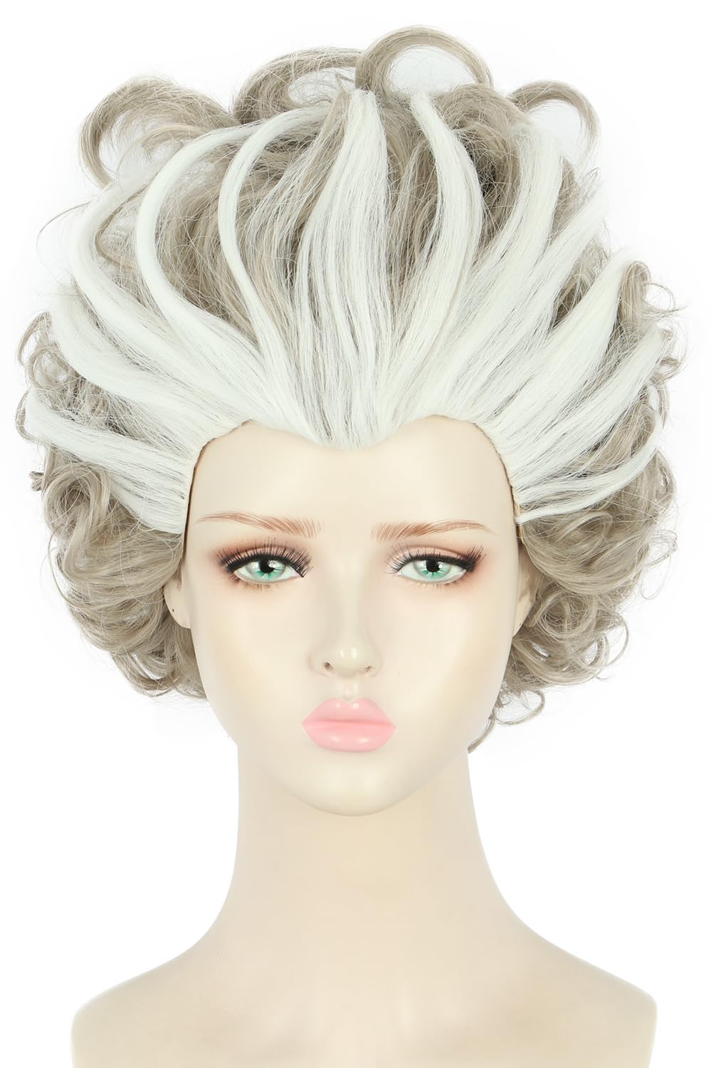 yuehong Short Curly Silver Gray Wig Fluffy Witch Wig Halloween Cosplay Party Wig for Women