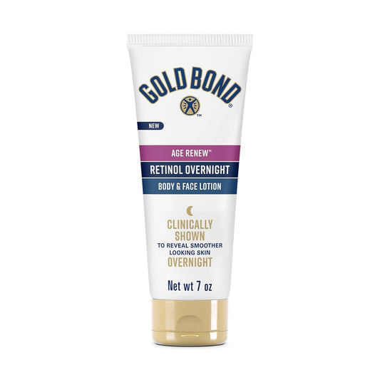 Gold Bond Age Renew Retinol Overnight Body & Face Lotion, Retinol Face and Body Lotion with Peptide Complex, 7 oz