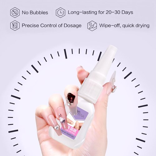 Woobena Nail Glue for Press on Nails,Quick Dry No Need UV, Super Strong Long-Lasting Gentle on Nails, Ideal for DIY & Salon Use Nail Art (15g/0.5 oz)