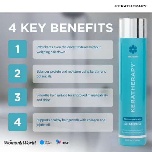 Keratherapy Keratin Infused Moisture Shampoo - Anti-Frizz Formula for Oily Scalp & Dry Ends | 10.1 fl. oz.