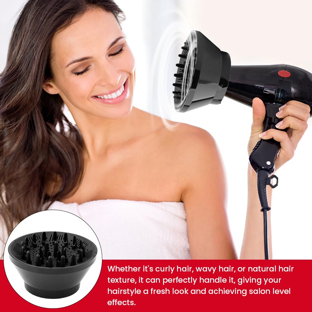 Universal Hair Dryer Diffuser by [Brand Name] - Professional Attachment for Curly & Wavy Hair | Adjustable 1.4-3.2 Inch, Black