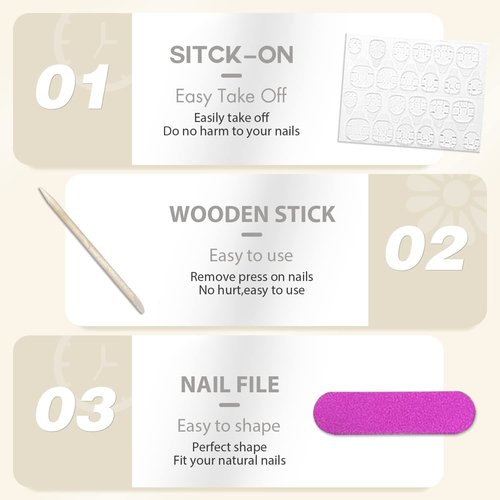 Brown Almond Shaped Nails, Medium Length, 24pcs Press On False Nails, Reusable, No UV Light Needed