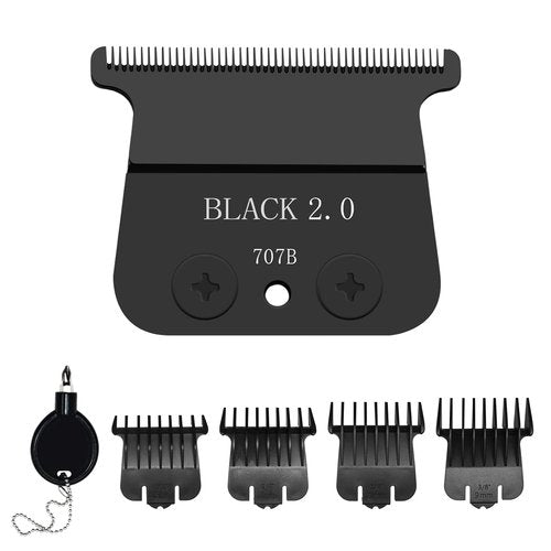 BaBylissPRO 707B Replacement Blade - DLC Blades with 4 Guards Set for FX787 & FX726 Trimmers | Black