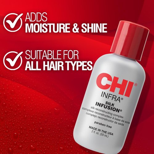 CHI Infra Silk Infusion, Silk Reconstructing Leave-In Hair Treatment for Creating Smooth, Shiny, Strong Hair, 2 Oz