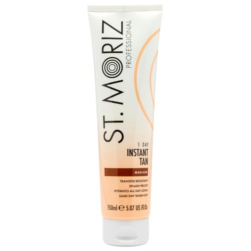 St. Moriz Professional Medium Instant Tan – 1 Day Wash-Off Fake Tan Lotion with Aloe Vera & Vitamin E – Fast-Drying, Transfer-Resistant, Vegan, 150ml