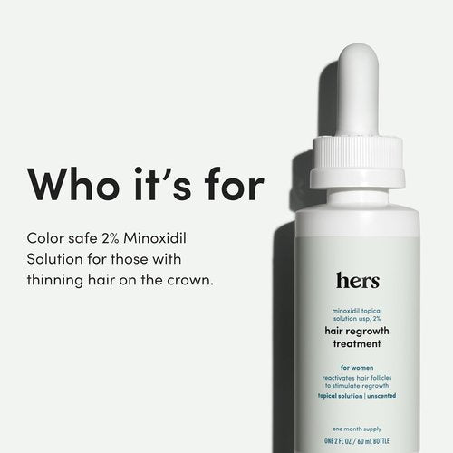 Hers Hair Regrowth Treatment - Minoxidil 2% Solution for Women - Promotes Thicker, Fuller Hair - Unscented, 2 Pack