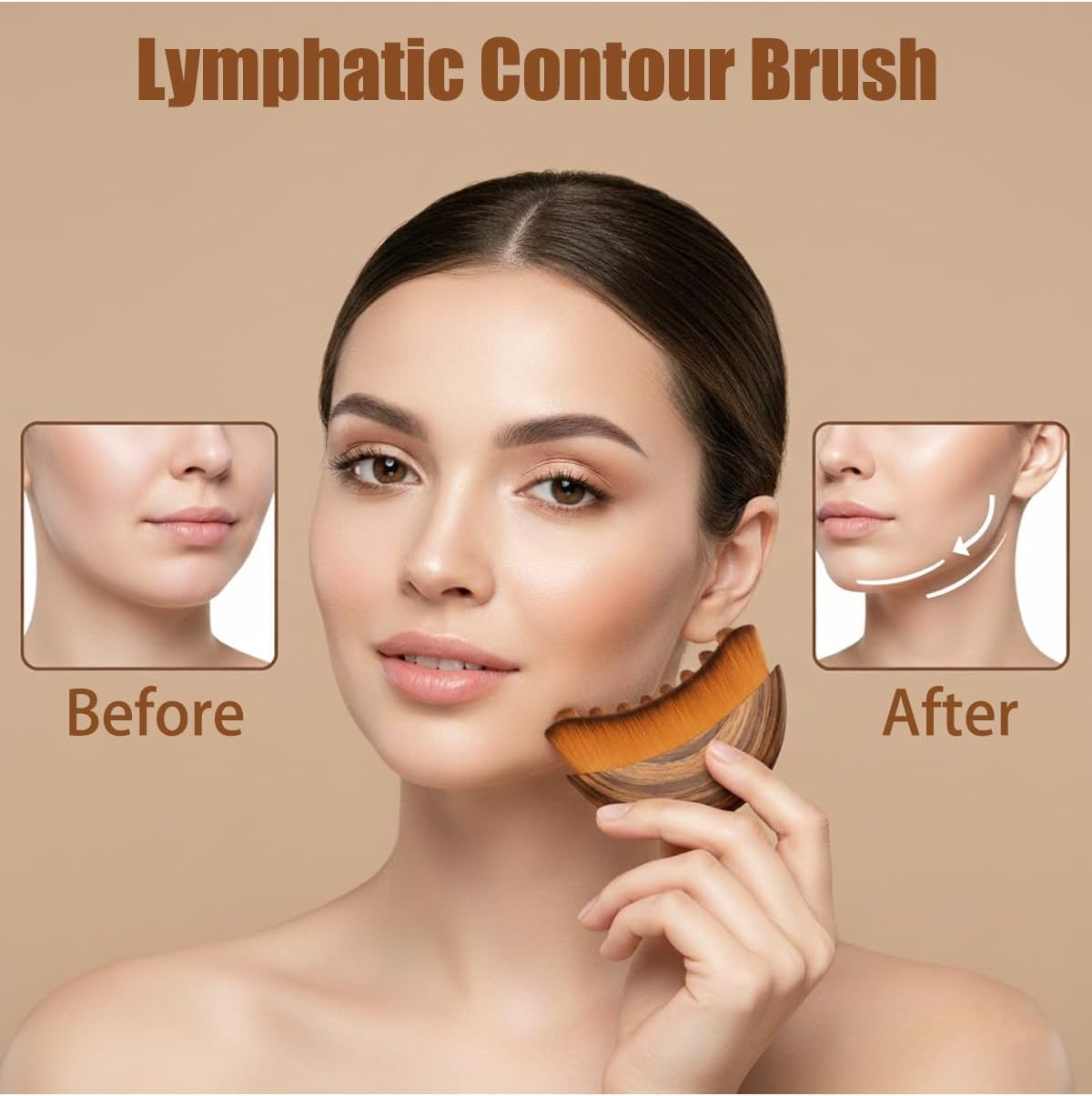 Skiennix Lymphatic Contour Face Brush - Organic Dry Tool for Puffiness Reduction & Jawline Sculpting | Ideal for Sensitive & Mature Skin