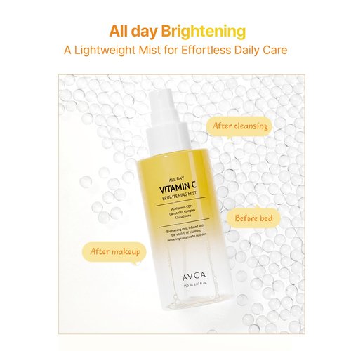 AVCA All Day Vitamin C Brightening Face Mist - Hydrating Facial Spray with Glutathione & Vitamin Complex, 5.07 fl oz