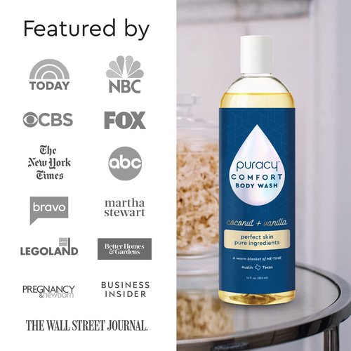 Puracy Natural Body Wash - Moisturizing Shower Gel for Sensitive Skin - 2-Pack 12 fl oz | Coconut & Vanilla