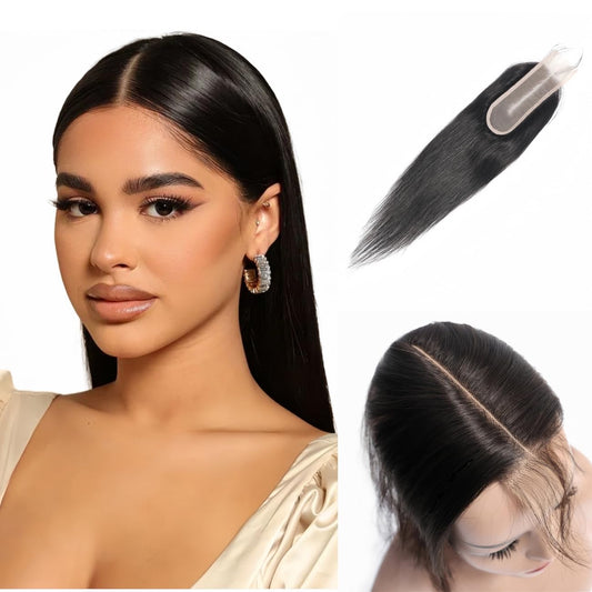 Brazilian 2x6 Lace Closure Kim K Closure Straight Brazilian Human Hair Lace Closure Remy Hair Deep Middle Part Closure(12 inch)