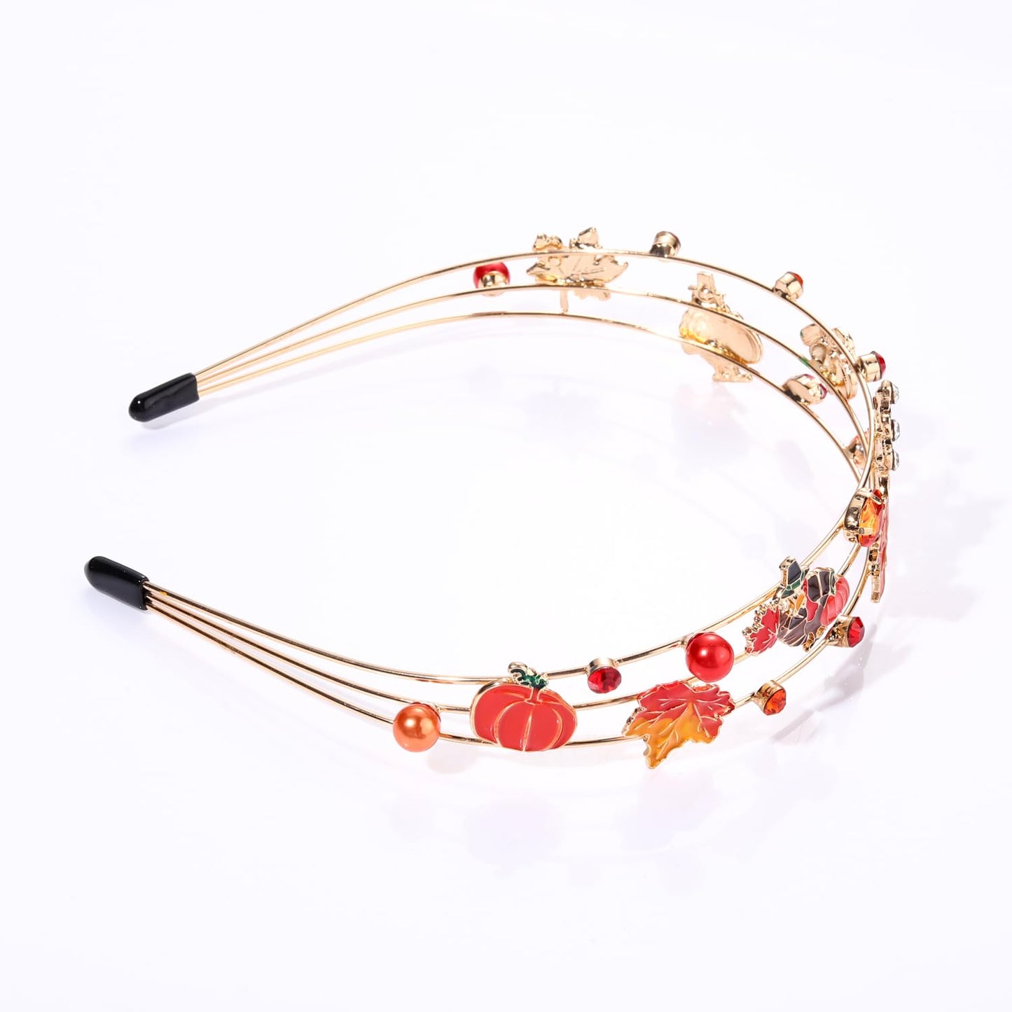 vokone Thanksgiving Headbands for Women,Fall Maple Leaf Turkey Headbands Multi Layer Crystal Hairbands Thanksgiving Day Hair Accessory Mother Grandmother Gifts (Maple Leaf)