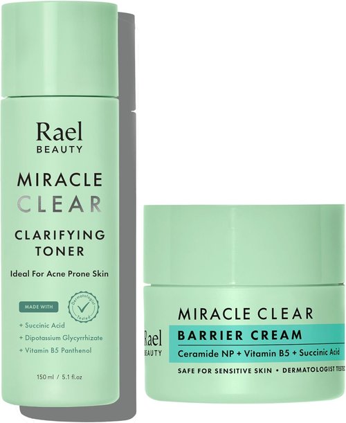 Rael Miracle Clear Bundle - Clarifying Toner (5.1 Oz) & Barrier Cream (1.8 Oz) for Clear Skin