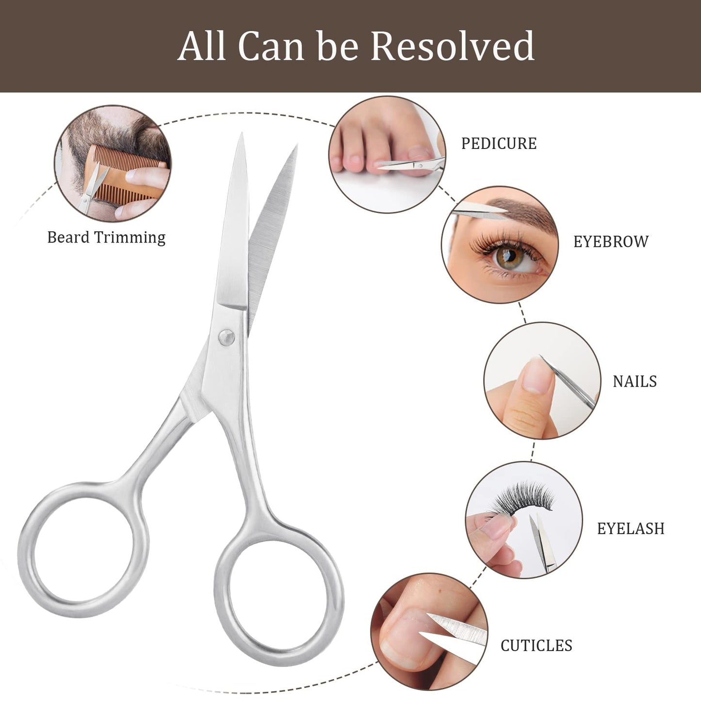 URAQT Cuticle Scissors with Leather Pouch, Manicure Scissors Kits Nail Scissors Sharp Curved Professional Stainless Steel Manicure, Grooming Scissors for Eyebrow, Mustache, Dry Skin - Nail Scissors