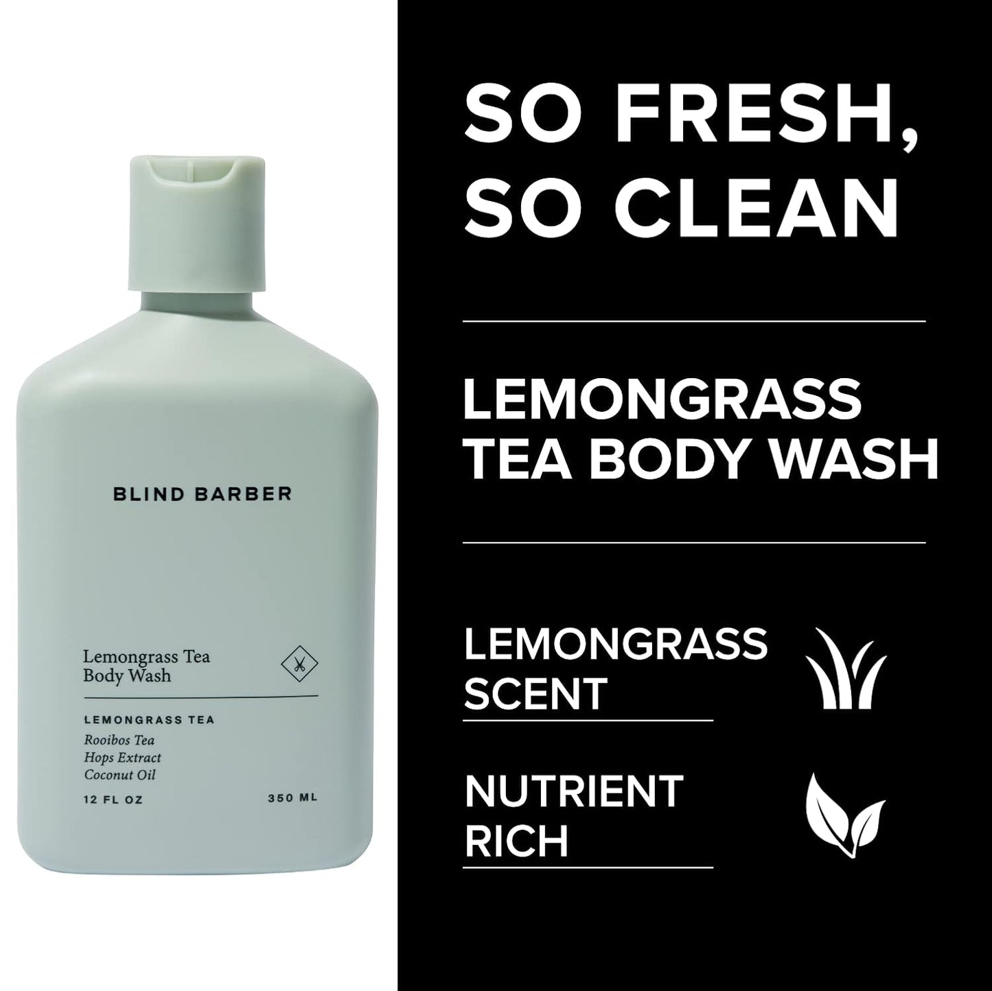 Blind Barber Shower Essentials Gift Set - Men's Body Wash, Shampoo & Conditioner - Lemongrass Tea Soap (3 Count)