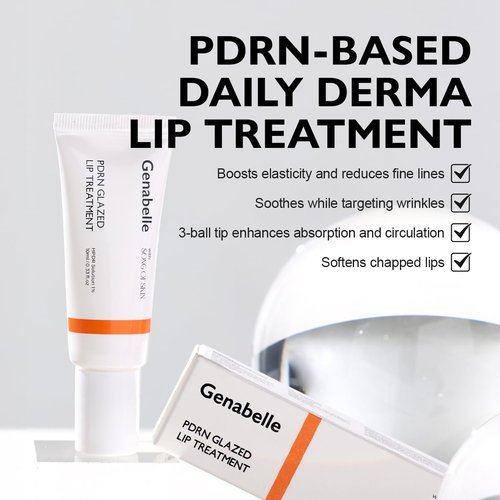 Genabelle PDRN Glazed Lip Treatment - Hydrating & Plumping Lip Balm with Peptides for Soft, Glossy Lips | 0.33 fl oz