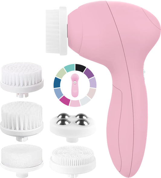 Face Scrubber | Facial Cleansing Brush Exfoliator Skin Care Products Beauty Products Powered Electric Wash Exfoliating Spin Cleanser Cleaning Scrub Including 7 Heads (Rose Quartz)