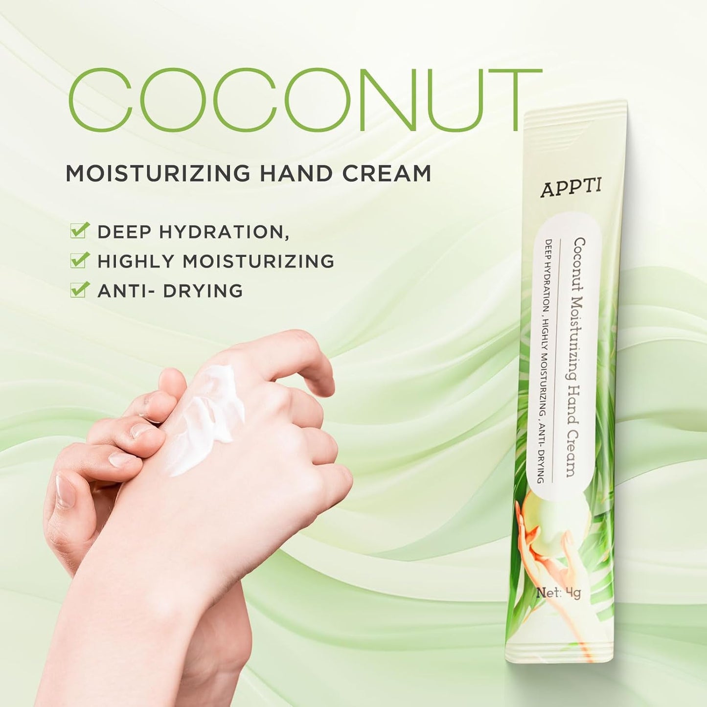 Skiennix Moisturizing Hand Cream - Hydrating Lotion for Dry Hands | Deep Nourishing Coconut, 80 Pack