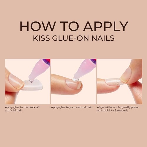 KISS Classy French Nail Manicure Kit - Long Coffin Shaped Fake Nails with Gel Finish | 28 Count 'Be-You-Tiful'